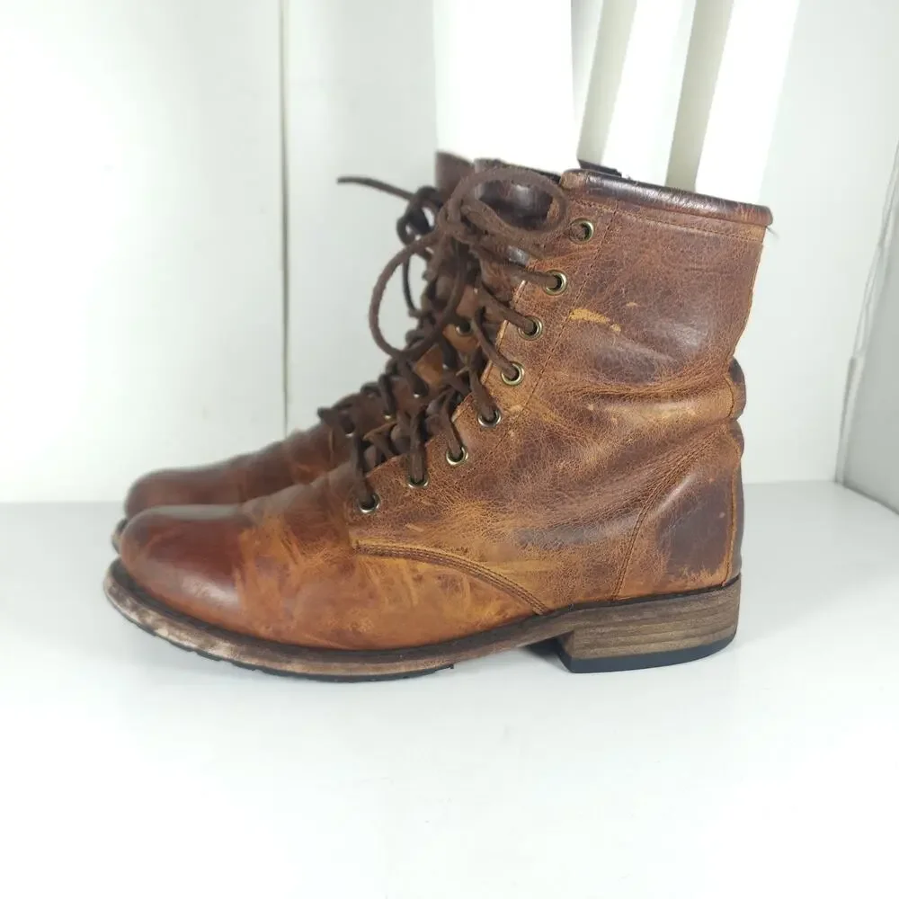 Freebird By Steven Manchester Women's US9 Brown Distressed Leather LaceUp Boot